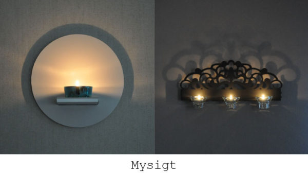 Ljushållare för vägg, fyra värmeljus, dekorativ trivselbelysning
